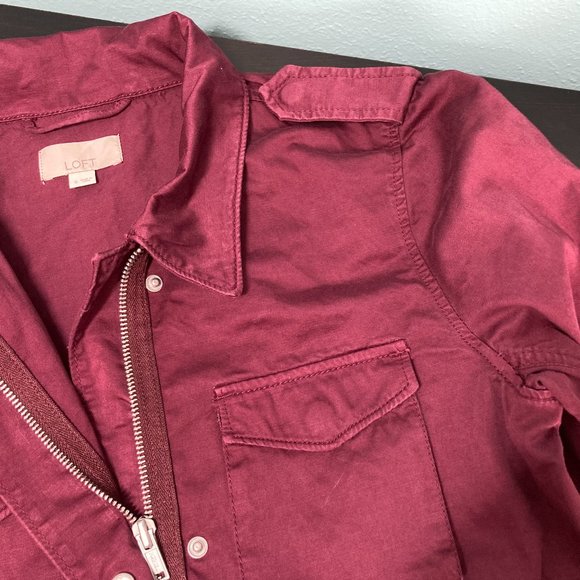 LOFT Burgundy Sateen Utility Jacket - Picture 5 of 8